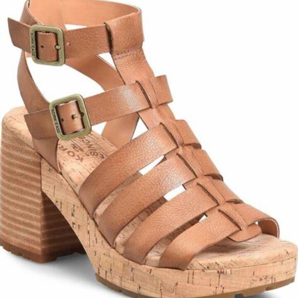 KORK-EASE Camille Leather Gladiator Sandals Heels Brown SZ 11 NEW - Picture 1 of 10